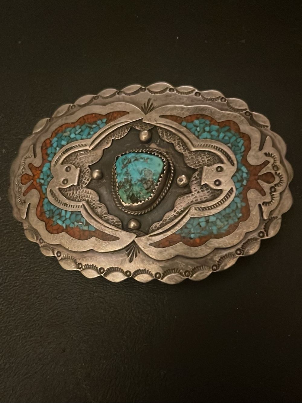 Vintage Native American sterling silver belt buckle
